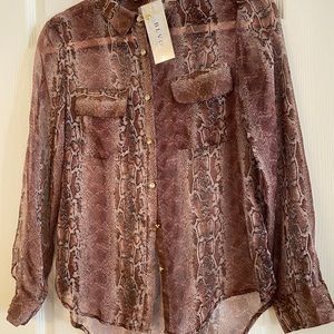Blvd snakeskin patterned new sheer blouse